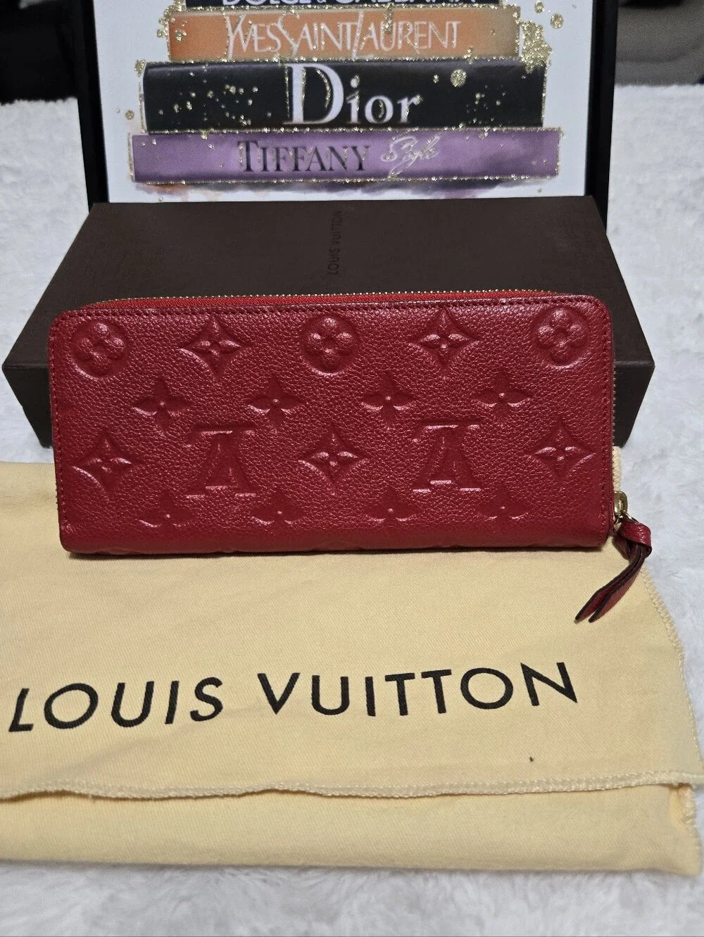 🔥 Louis Vuitton Empriente Leather Red Celemence Wallet With Pouch 🔥